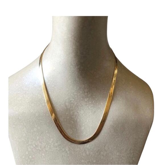 Jennifer Zeuner NIP 14K Hamilton Herringbone Yellow Gold Plated Necklace - Picture 2 of 13